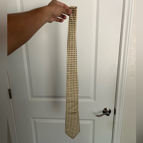 Christian Dior Neck Tie Men Gold Blue Luxury High End Filigree Suit Boho - Picture 3 of 5